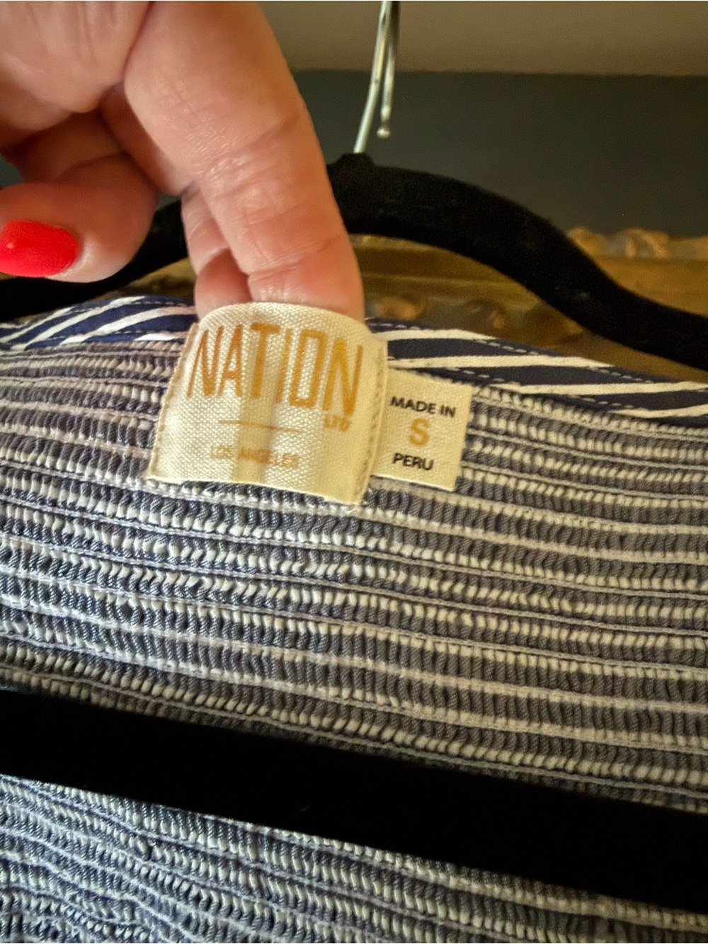 Nation LTD Navy & White Striped Square Neck Puff Sleeve Top - Picture 7 of 9